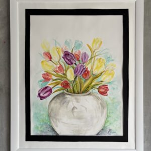 #0110 geburtstagsstrauß II in rot, gelb und lila / birthday bouquet II in red, yellow and purple