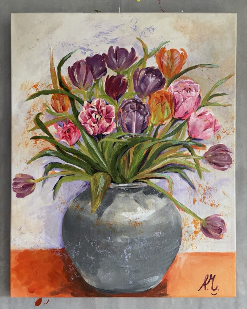 #0069 bunte tulpen in vase