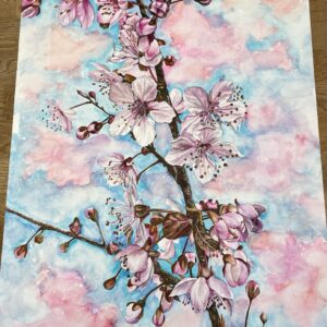 #0077 aquarellierte pflaumenblüten / plum blossoms watercolored