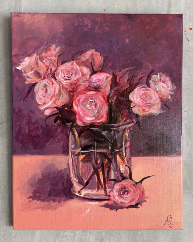 #0119 delicate roses in vase