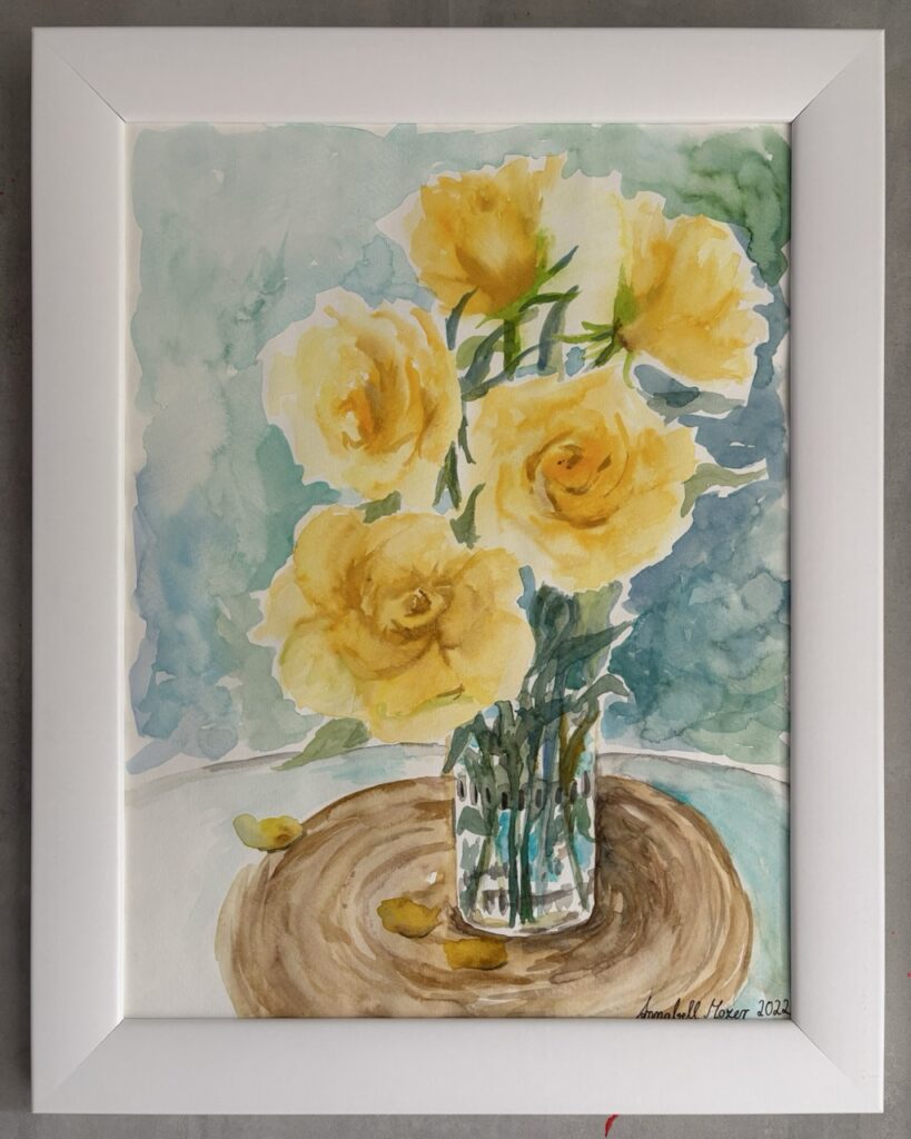 #0135 aquarellierte gelbe rosen