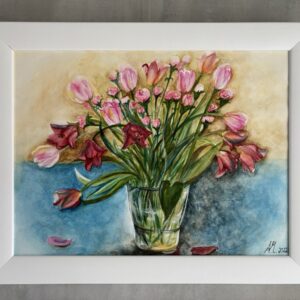 #0136 aquarellierte tulpen in rot und rosa / watercolored tulips in red and pink