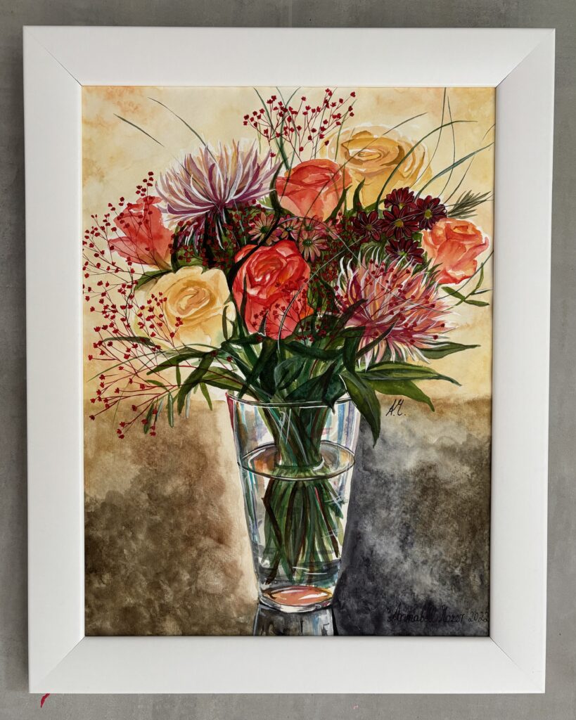 #0133 dahlien und rosen, herbstlich rot