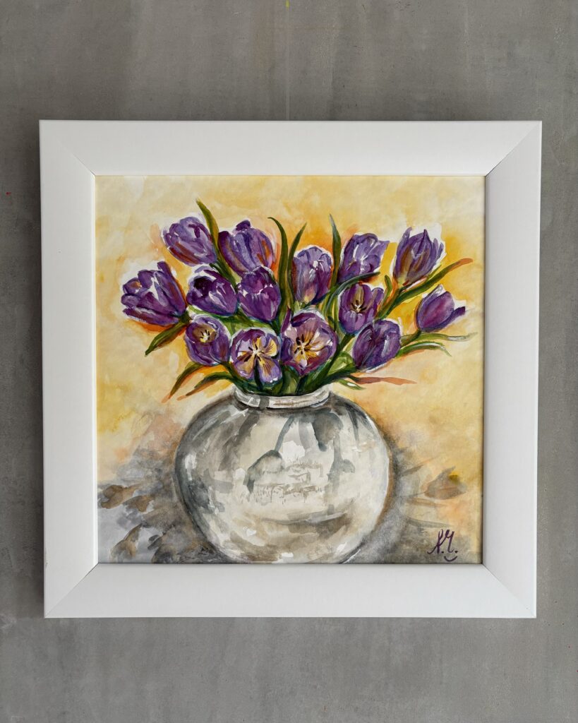 #0067 purple tulips in vase