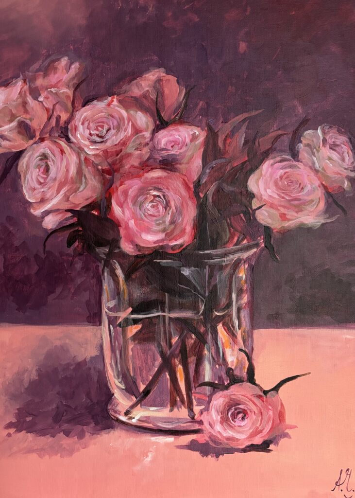 #0119 delicate roses in vase