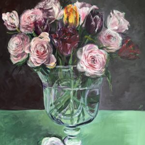 #0120 zarte rosen mit tulpen in einer vase